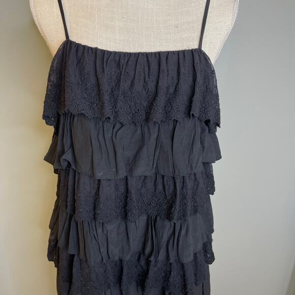 Do & Be Tiered Paloma Layered Black Ruffle Spaghetti Strap Dress, M - Picture 3 of 7